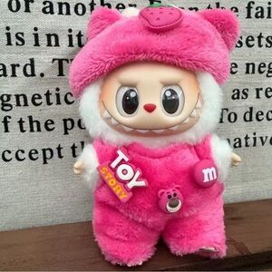 Labubu Overall Outfit Pink Furry